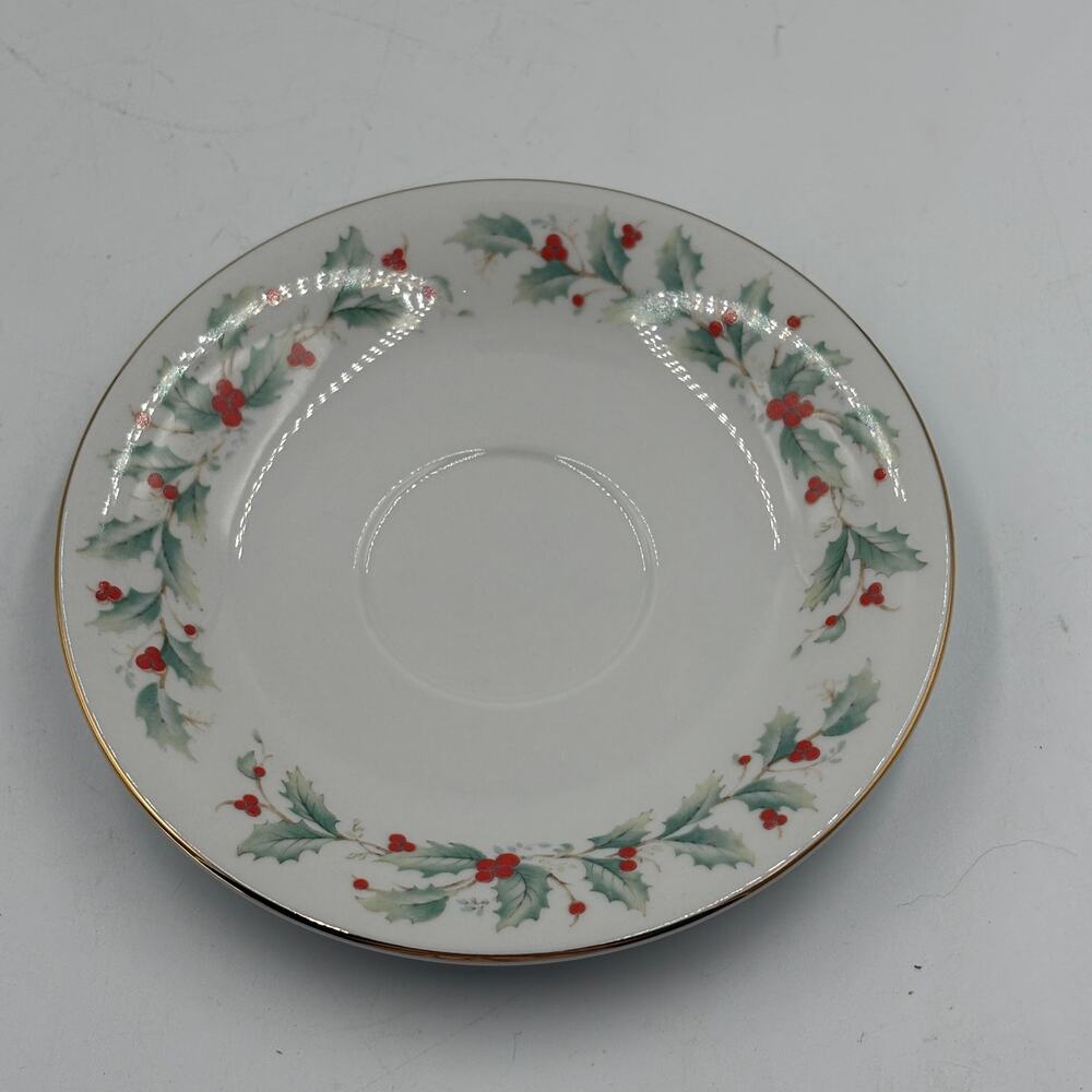 China Pearl NOEL Fine China Replacement Saucer Plate Holly And Berries